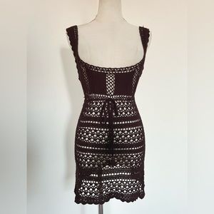 Crochet Knit Under Bust Mini Dress Swim Tunic Coverup